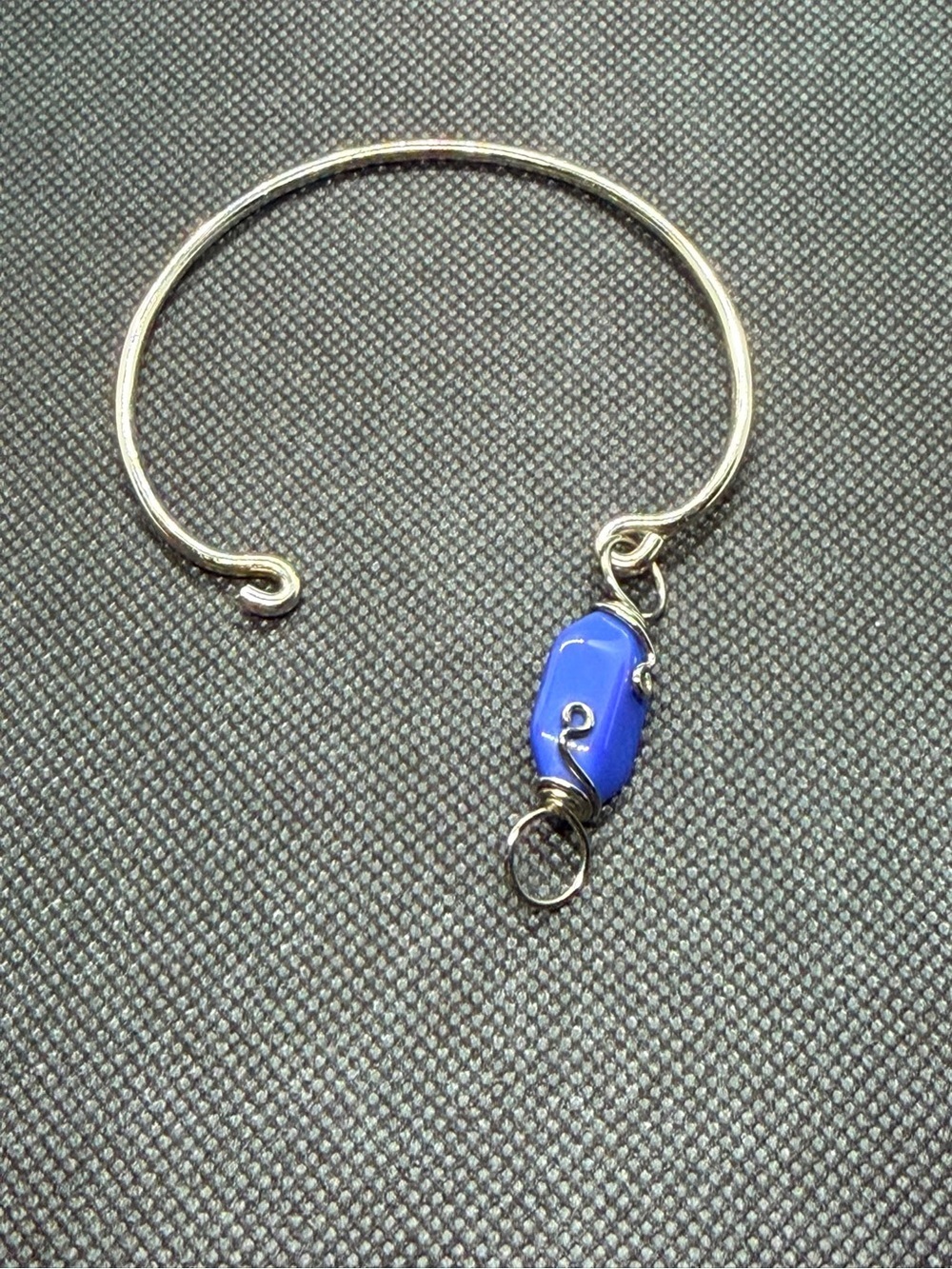Stainless Steel Blue Stone Bangle Bracelet - Picture 2 of 2
